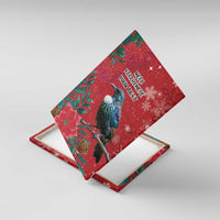 Tui Meri Kirihimete Personalised Canvas Wall Art Pohutukawa Flowers Red Motif - Polynesian Pride