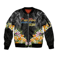 Pasifika Vibes Festival 2024 Auckland Sleeve Zip Bomber Jacket LT9 Unisex Black - Polynesian Pride