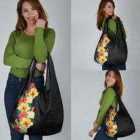 Hawaii Tropical Flowers Tribal Pattern Grocery Bag No2