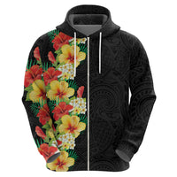 Hawaii Tropical Flowers Tribal Pattern Zip Hoodie No2 LT9 - Polynesian Pride