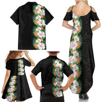 Hawaii Tropical Flowers Tribal Pattern Family Matching Summer Maxi Dress and Hawaiian Shirt No3 LT9 - Polynesian Pride