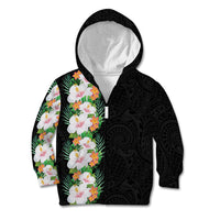 Hawaii Tropical Flowers Tribal Pattern Kid Hoodie No3 LT9 Zip Hoodie Black - Polynesian Pride