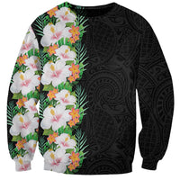 Hawaii Tropical Flowers Tribal Pattern Sweatshirt No3 LT9 Unisex Black - Polynesian Pride