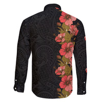 Hawaii Tropical Flowers Tribal Pattern Family Matching Long Sleeve Bodycon Dress and Hawaiian Shirt No4 LT9 - Polynesian Pride