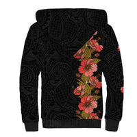 Hawaii Tropical Flowers Tribal Pattern Sherpa Hoodie No4 LT9 - Polynesian Pride
