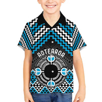 Personalised Aotearoa Niho Taniwha Motif Family Matching Tank Maxi Dress and Hawaiian Shirt Blue Style