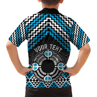 Personalised Aotearoa Niho Taniwha Motif Kid Hawaiian Shirt Blue Style