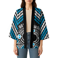 Personalised Aotearoa Niho Taniwha Motif Kimono Blue Style - Polynesian Pride