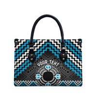 Personalised Aotearoa Niho Taniwha Motif Leather Bag Blue Style - Polynesian Pride