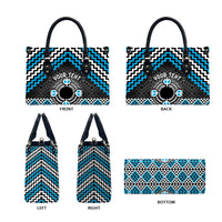 Personalised Aotearoa Niho Taniwha Motif Leather Bag Blue Style - Polynesian Pride