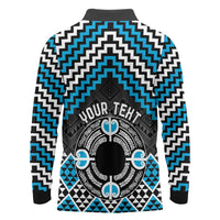 Personalised Aotearoa Niho Taniwha Motif Long Sleeve Polo Shirt Blue Style
