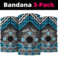 Personalised Aotearoa Niho Taniwha Motif Neck Gaiter Blue Style LT9 package One Size: 25*50cm Blue - Polynesian Pride