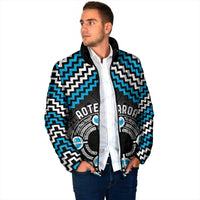 Personalised Aotearoa Niho Taniwha Motif Padded Jacket Blue Style - Polynesian Pride