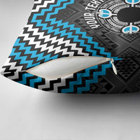 Personalised Aotearoa Niho Taniwha Motif Pillow Cover Blue Style - Polynesian Pride
