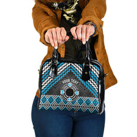 Personalised Aotearoa Niho Taniwha Motif Shoulder Handbag Blue Style