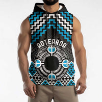 Personalised Aotearoa Niho Taniwha Motif Sleeveless Hoodie Blue Style - Polynesian Pride