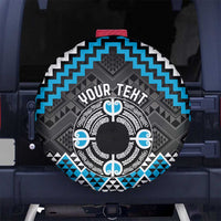 Personalised Aotearoa Niho Taniwha Motif Spare Tire Cover Blue Style