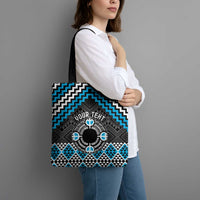 Personalised Aotearoa Niho Taniwha Motif Tote Bag Blue Style - Polynesian Pride