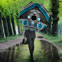 Personalised Aotearoa Niho Taniwha Motif Umbrella Blue Style - Polynesian Pride