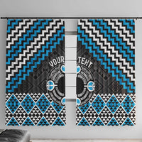 Personalised Aotearoa Niho Taniwha Motif Window Curtain Blue Style
