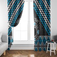 Personalised Aotearoa Niho Taniwha Motif Window Curtain Blue Style