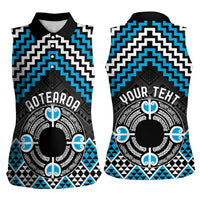 Personalised Aotearoa Niho Taniwha Motif Women Sleeveless Polo Shirt Blue Style