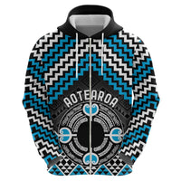 Personalised Aotearoa Niho Taniwha Motif Zip Hoodie Blue Style LT9 - Polynesian Pride