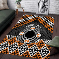 Personalised Aotearoa Niho Taniwha Motif Area Rug Gold Style