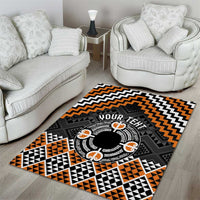 Personalised Aotearoa Niho Taniwha Motif Area Rug Gold Style