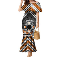 Personalised Aotearoa Niho Taniwha Motif Family Matching Mermaid Dress and Hawaiian Shirt Gold Style