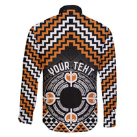 Personalised Aotearoa Niho Taniwha Motif Family Matching Short Sleeve Bodycon Dress and Hawaiian Shirt Gold Style