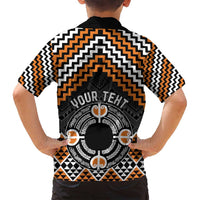 Personalised Aotearoa Niho Taniwha Motif Family Matching Tank Maxi Dress and Hawaiian Shirt Gold Style