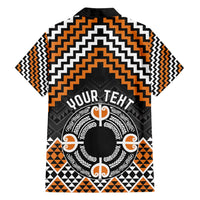 Personalised Aotearoa Niho Taniwha Motif Family Matching Tank Maxi Dress and Hawaiian Shirt Gold Style