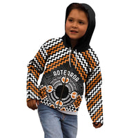 Personalised Aotearoa Niho Taniwha Motif Kid Hoodie Gold Style