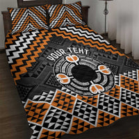 Personalised Aotearoa Niho Taniwha Motif Quilt Bed Set Gold Style