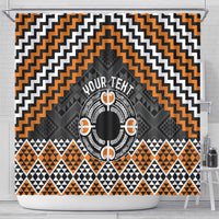 Personalised Aotearoa Niho Taniwha Motif Shower Curtain Gold Style LT9 - Polynesian Pride