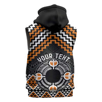 Personalised Aotearoa Niho Taniwha Motif Sleeveless Hoodie Gold Style - Polynesian Pride