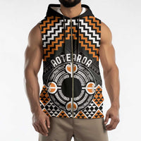 Personalised Aotearoa Niho Taniwha Motif Sleeveless Zip Hoodie Gold Style - Polynesian Pride