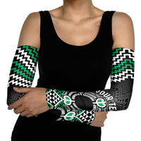 Personalised Aotearoa Niho Taniwha Motif Arm Sleeves Green Style - Polynesian Pride
