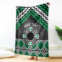 Personalised Aotearoa Niho Taniwha Motif Blanket Green Style