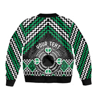Personalised Aotearoa Niho Taniwha Motif Bomber Jacket Green Style