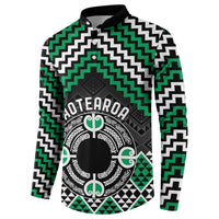 Personalised Aotearoa Niho Taniwha Motif Button Sweatshirt Green Style