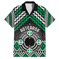 Personalised Aotearoa Niho Taniwha Motif Family Matching Tank Maxi Dress and Hawaiian Shirt Green Style