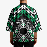 Personalised Aotearoa Niho Taniwha Motif Kimono Green Style - Polynesian Pride