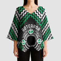 Personalised Aotearoa Niho Taniwha Motif Kimono Sleeve Blouse Green Style - Polynesian Pride
