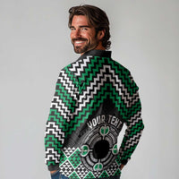 Personalised Aotearoa Niho Taniwha Motif Long Sleeve Polo Shirt Green Style