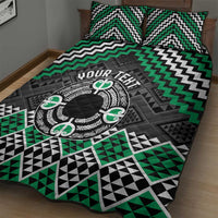 Personalised Aotearoa Niho Taniwha Motif Quilt Bed Set Green Style