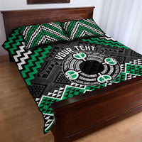 Personalised Aotearoa Niho Taniwha Motif Quilt Bed Set Green Style