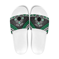 Personalised Aotearoa Niho Taniwha Motif Slide Sandals Green Style - Polynesian Pride