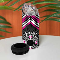 Personalised Aotearoa Niho Taniwha Motif 4 in 1 Can Cooler Tumbler Pink Style